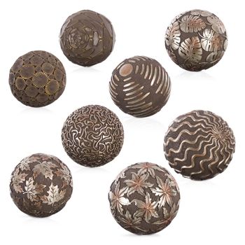 Set De 8 Bolas Decorativas De Resina Marrón De Ø 10 Cm