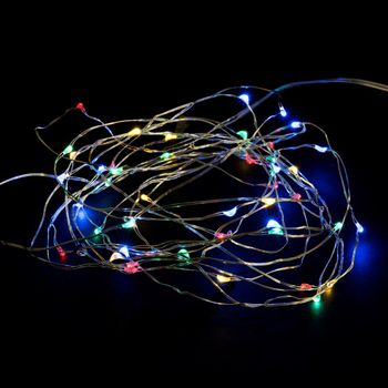 Luces Led De Navidad 8 Funciones Con 50 Micro Led Fijas Multicolor A Pilas Para Interior Y Exterior De 490 Cm