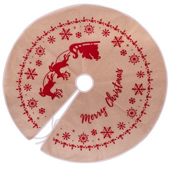 Cubre Pie Árbol De Navidad Estampado Rojo De Tela De Yute De Ø 100 Cm