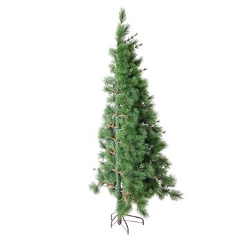 Medio Árbol De Navidad Artificial De Pared Con 288 Ramas Verde De Fibra Plástica De 180 Cm