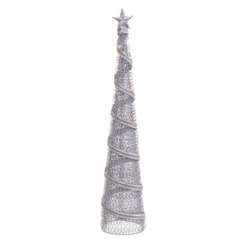 Arbolito De Navidad Cónico De Rejilla Plata De Metal De Ø 10x50 Cm