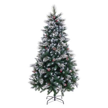 Árbol De Navidad Artificial Con Nieve Blanco Y Verde De Pvcy Metal De 210 Cm