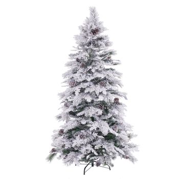 Árbol De Navidad Artificial Con Nieve Blanco Y Verde De Pvcy Metal De 210 Cm