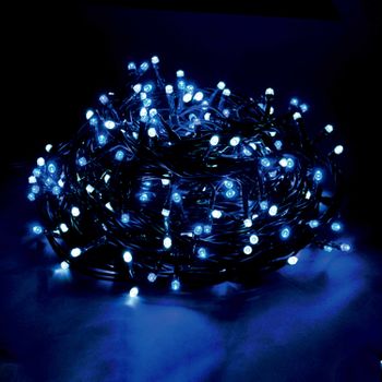 Luces De Navidad De 8 Funciones Con 500 Luces Para Interiory Exterior De Led Blancas Y Azules De 2495 Cm