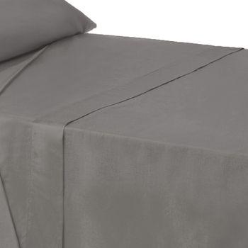 Sábana Encimera Gris Algodón / Poliéster Clásico Cama De 180 Cm