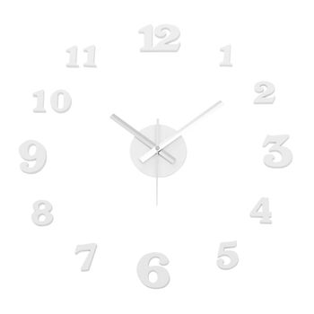 Reloj De Pared Adhesivo Moderno Blanco De Polipropileno De 60 Cm