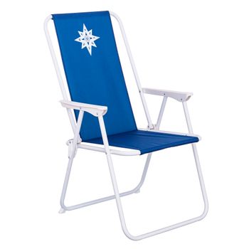 Sillón De Playa Fijo Azul Marino De Lona De 88x46x53 Cm