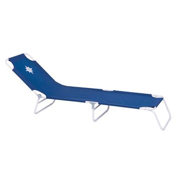 Tumbona Playa Plegable De 3 Pies Azul Marino De Lona De 24x53x186 Cm