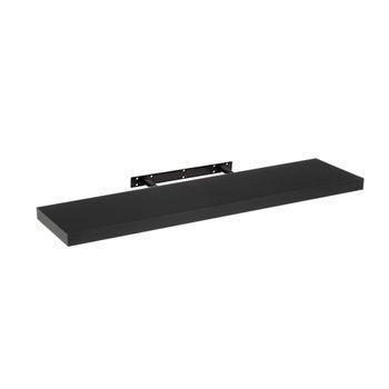 Estante De Pared Flotante De Madera Mdf Negro De 23x100 Cm