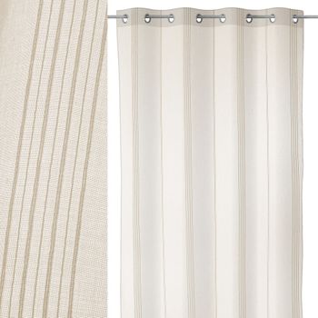 Visillo Confeccionado Con Cinta De Ollados Beige Nórdico De Poliéster De 260x140 Cm