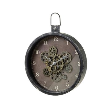 Reloj De Engranajes Industrial Negro De Metal Y Cristal De 50x6x38 Cm