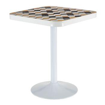 Mesa Auxiliar Dorado Metal Blanco Pvc 60 X 60 X 75 Cm