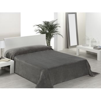 Manta Lisa Para Cama Micro Coral Color Gris Humo  Para Cama De 90 Cm