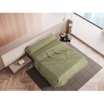 Juego De Sábanas 3 Piezas Estampado Mora Modelo M81 Cama 105 Cm Verde