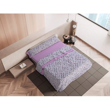 Juego De Sábanas 3 Piezas Estampado Mora Modelo M84 Cama 105 Cm Lila