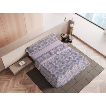 Juego De Sábanas 4 Piezas Estampado Mora Modelo M90 Cama 180 Cm Coral