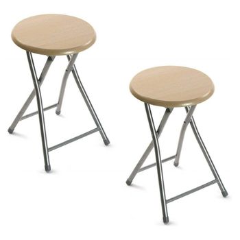 2x Taburetes Plegable De Metal Con Madera Cocina Jardín Camping Salón Hogar