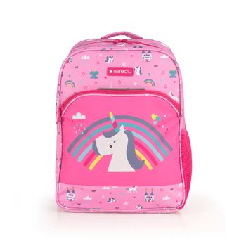 Mochila Adaptable A Carro Gabol Rainbow Con Unicornio Y Resistente Al Agua