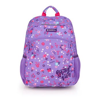 Mochila Adaptable A Carro Gabol Violet Con Flores Y Resistente Al Agua