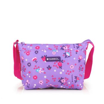 Bolso Infantil Gabol Violet Con Flores Y Resistente Al Agua