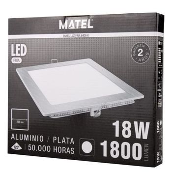 Downlight Led 18w. Cuadrado Plata Fria 21889