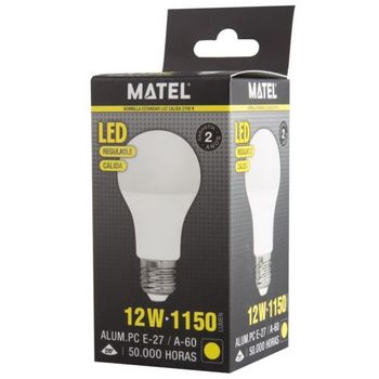 Bombilla Led Estandar Regulable E27 12w. Calida