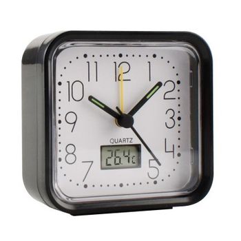 Reloj Analogico Alarma 82x82x38 Negro