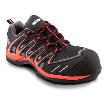 Zapato De Seguridad Trail Rojo S1p Negro 35 Negro 35