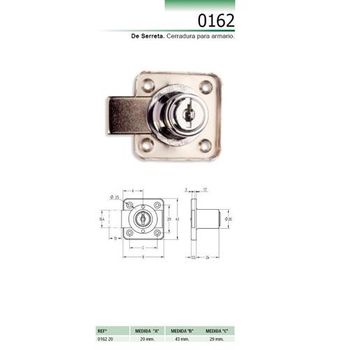 Cerradura Sobreponer Armario Cromo 362 20