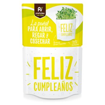 Postal Autocultivo Feliz Cumpleaños Germinados Girasol