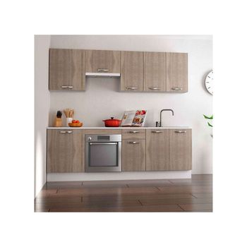 Cocina Completa 240 Cm(ancho) Color Roble Kit-kit , Opción - Sin Zócalo Y Sin Encimera