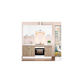 Cocina Completa 180 Cm(ancho) Color Roble-blanco Kit-kit , Opción - Sin Zócalo Y Sin Encimera