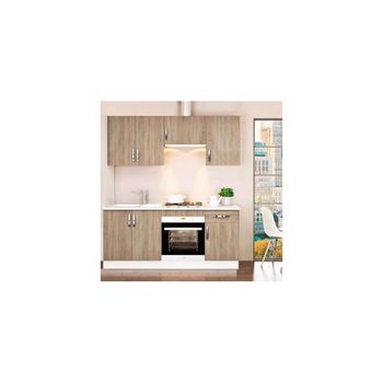 Cocina Completa 180 Cm(ancho) Color Roble Kit-kit , Opción - Con Zócalo Y Encimera