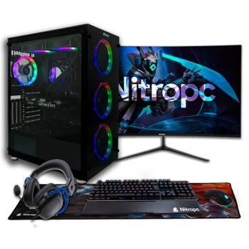 Pc Gaming Completo Nitropc Pack Nitro Plus - Intel I9 12900k, Rtx 4070 S 12gb, Ram 32gb, M2 2tb, Monitor 27" + Accesorios, Windows 11 Activado, Adaptador Wifi Usb