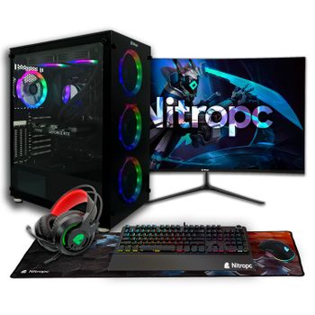 Pc Gaming Completo Nitropc Pack Diamond Plus - Intel I7 13700kf, Rtx 3060 12gb, Ram 32gb, M2 2tb, Monitor 24" + Accesorios, Windows 11 Activado, Adaptador Wifi Usb