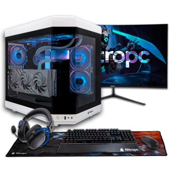 Pc Gaming Completo Nitropc Pack Platinum Plus - Amd Ryzen 9 7900x, Rtx 4060 Ti 8gb, Ram 32gb, M2 2tb, Monitor 27" + Accesorios, Windows 11 Activado, Adaptador Wifi Usb