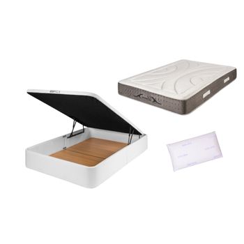 Pack De Canapé Polipiel Blanco + Colchón Viscoelástico De 150x190 Con 1 Almohada Nordic De 150cm