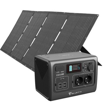 BLUETTI EB55 - Estación de energía portátil, generador solar de 700W/537Wh  con 4 salidas de CA y onda sinusoidal pura de 110V, 2 puertos de100W USB-C