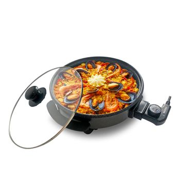 Multicazuela Paellera Pizza Pan - Tapa Cristal - 32cm X 5cm Fondo- 1500w