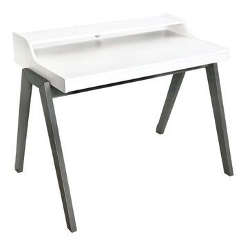 Mesa Escritorio 'nere' Color Blanco Patas Grises Mueblear