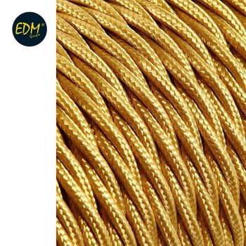 Cable Textil Trenzado 2x0.75mm C-45 Oro Mate Seda 25m