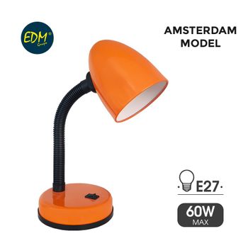 Flexo De Sobremesa Modelo Amsterdam E27 40w Naranja Edm