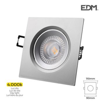 Downlight Led Empotrable 5w 380 Lumen 4000k Cuadrado Marco Cromo Edm - Neoferr*