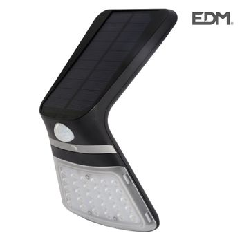 Aplique Solar 3,5w 430 Lumen Recargable Sensor Presencia (2-8m) Color Negro Edm - Neoferr..