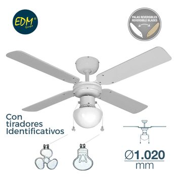 Ventilador De Techo Modelo Caribe 50w Ø102cm Blanco 65m3/min Edm