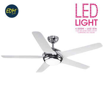 Ventilador Techo Led Modelo Beaufort Ø136cm Blanco Cromado 840 Lumens Edm