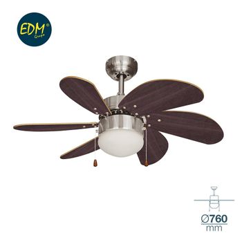 Ventilador Techo Modelo Aral Cromo/wengue Ø76cm 80m3/min Edm