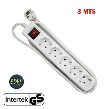 REGLETA BLANCA DE 3 ENCHUFES SCHUKO CABLE 1,5 METROS 3X1,5MM EDM