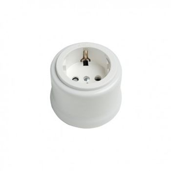 Base enchufe superficie porcelana 10A-250V Blanco