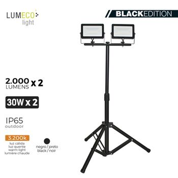 Foco Proyector Led Con Tripode 2x 30w 3.200k 2x 2000 Lumens "black Edition"